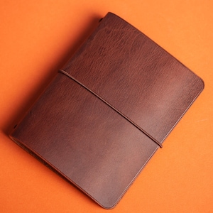 Läderomslag Hobonichi A5 A6 Trefaldigt Planneromslag Mörkbrunt anteckningsfodral Midori Återfyllningsbart Journalomslag Vegetabiliskt garvat