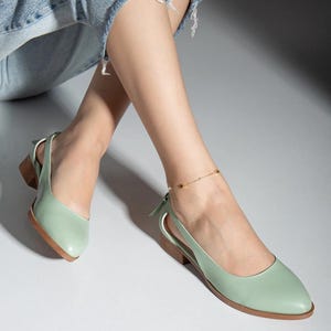 Mint Green Vegan Leather Mary Jane Shoes, Retro Bridal Flats