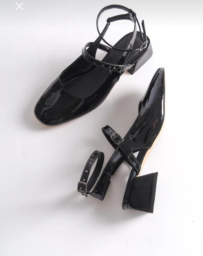 Chaussures vernies pour femme, Chaussures de mariage pour femme, Chaussures à talons aiguilles pour femme, Chaussures en cuir verni noires, Chaussures Mary Jane à talons noirs pour femme, Mary Jane rétro image 9