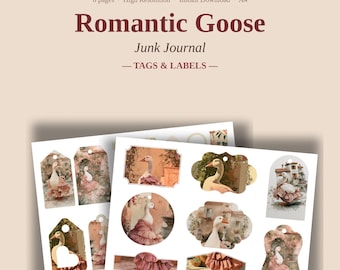 Romantic Goose Ephemera Pack I Printable Tags, Labels and Fussy Cut Elements I Junk Journal Printable I Instant Download