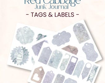 Junk Journal Tags and Labels – Red Cabbage I Vintage Printable Ephemera IJunk Journal Supplies I A4 Printable I Instant Download