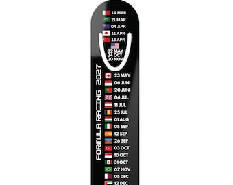 Formula Car 2027 Race Calendar Bookmark: Motorsport Fan Gift, Metal Bookmark, Ships from US