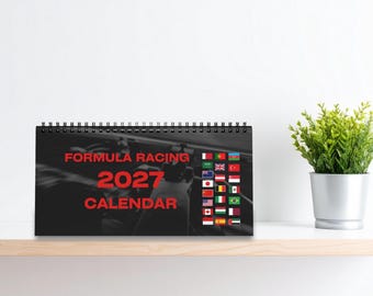 Formula Racing 2027 Desktop Calendar: Track Stats & Country Flags (UK and EU)