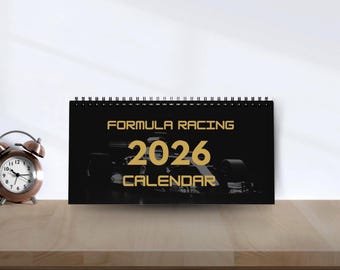 Formula Racing 2026 Desktop Calendar, Black & Gold, Car Racing Gift (US and CA)