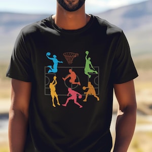 Sporty Hoops Vibes: Stylish Basketball Tshirt for Sports Fans, Casual Basketball Shirt for Him or Her, Unisex Hoops T-shirt, Roundball Love