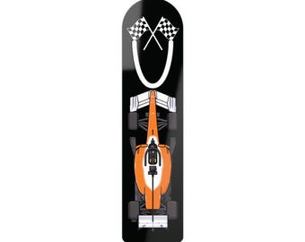 Papaya Orange Race Car Bookmark | Formula Racing Flag Metal Bookmark Gift