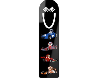 Kids Race Car Bookmark | Retro Drivers, Checkered Flags