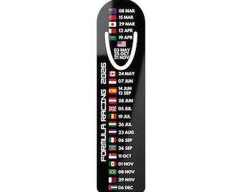 Formula Car 2026 Race Calendar Bookmark: Motorsport Fan Gift, Metal Bookmark,  Ships from US