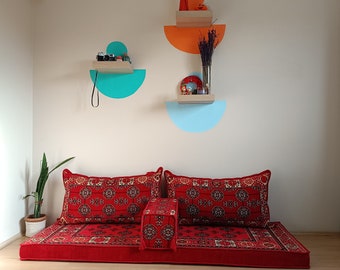 Floor Seating Set,Boho Floor Couches,Red Authentic Floor Sofa Set,Floor cushion, home decoration, Turkish living room,Ottoman cushion