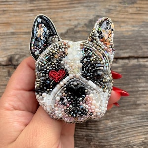 Aangepaste portretbroche hond - Gepersonaliseerde huisdiersieraden met kralen, aandenken, unieke handgemaakte broche voor dierenliefhebbers