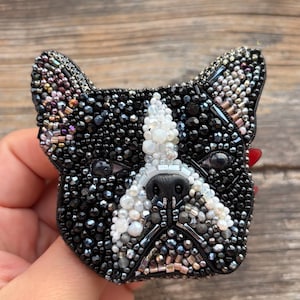 Aangepaste portretbroche hond - Gepersonaliseerde huisdiersieraden met kralen, aandenken, unieke handgemaakte broche voor dierenliefhebbers