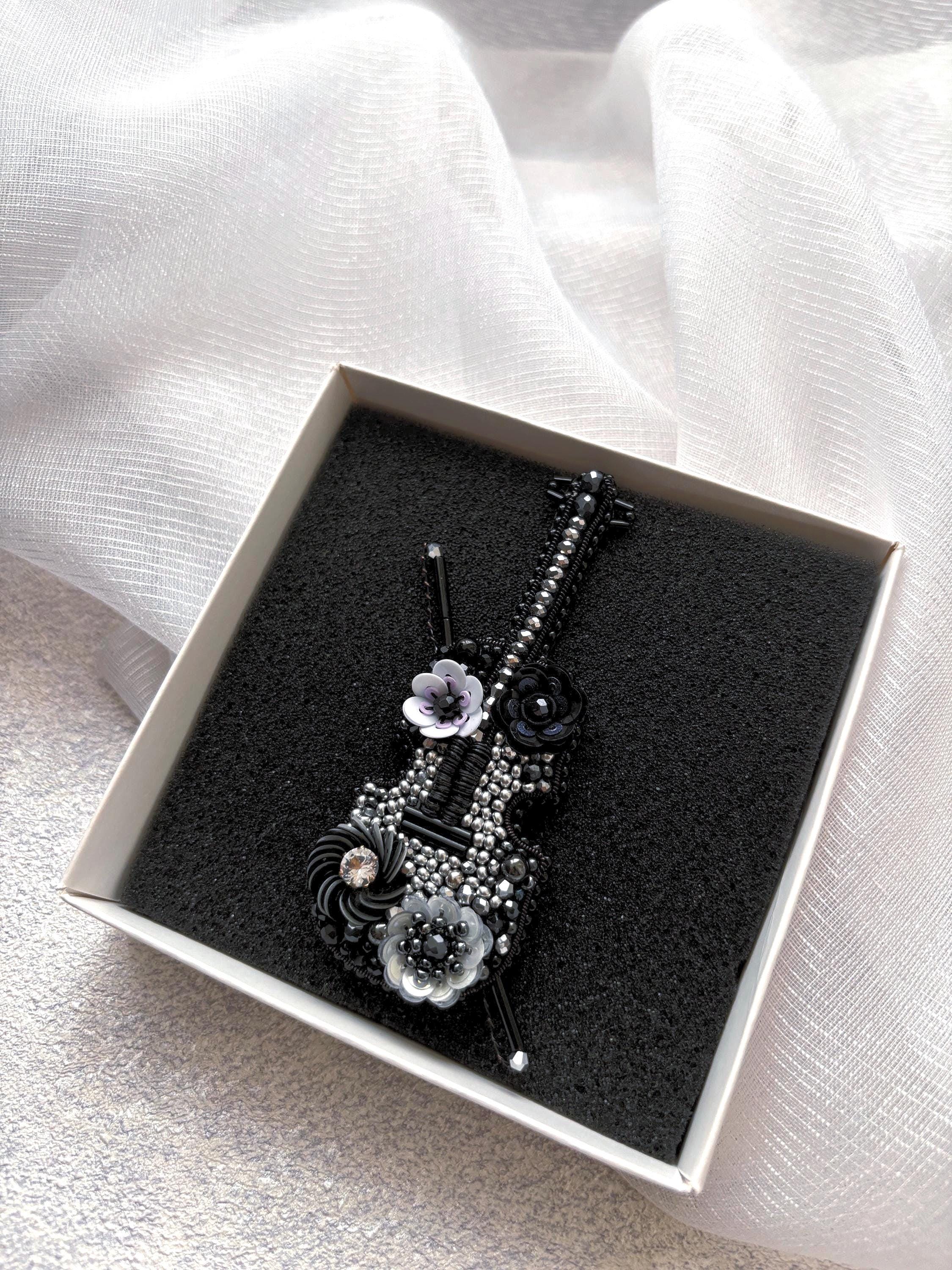 Broche mini Violon - Broches - Bijou ambre et argent