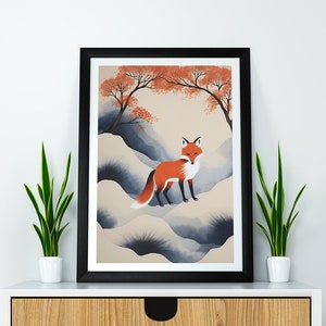Ukiyo 浮世 |  limited edition | Digital Art decoration - Unique art piece, Instant Download, Fox Art, Printable Wall Art, Digital Art, Japan,