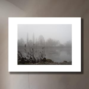 fine art photographic print Italian landscape on the river with trees in the fog, landscape,river,fog