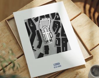 Portugal - Lisbon Cathedral map poster