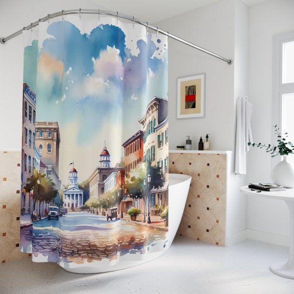 Badezimmer Dekor Historischer Charleston inspiriert Druck Polyester DuschvorhangAirbnb