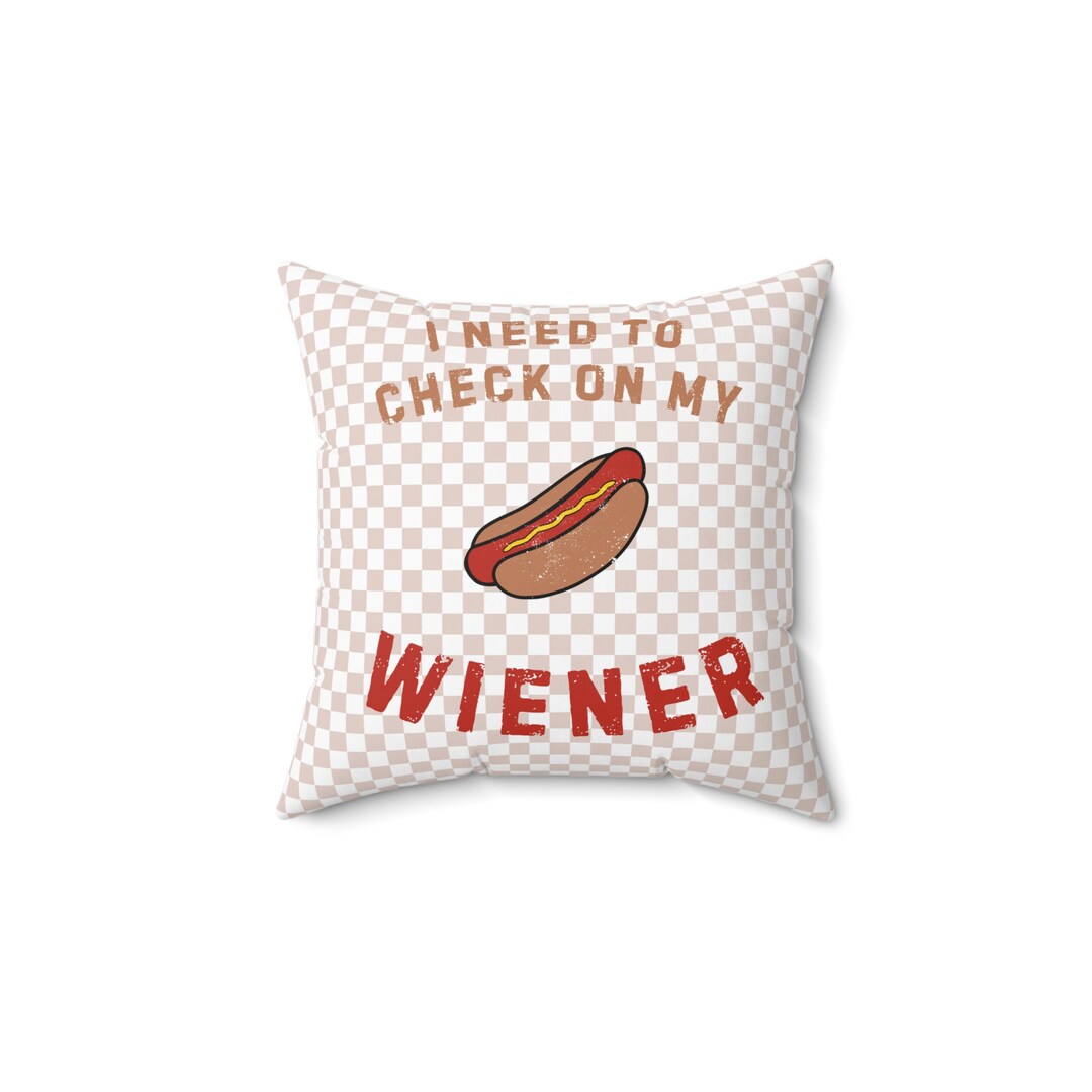 Funny Pillow Hot Dog Pillow Wiener Pillow Dad Gift Funny Square Pillow