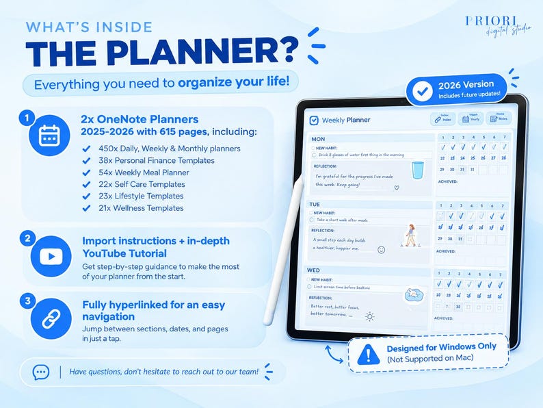 Ultimate Onenote Planner 2025 2026 Digital Planner Habit Tracker Goal ...
