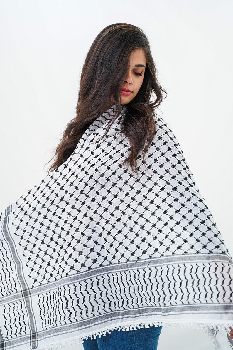 Original Al-Bulbul Kufiya Keffiyeh Handmade by Palestinian refugees 100% of proceeds go to supporting Palestinian businesses image 5