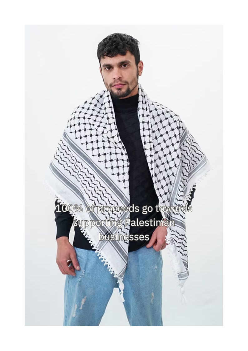 Original Al-Bulbul Kufiya Keffiyeh Handmade by Palestinian refugees 100% of proceeds go to supporting Palestinian businesses image 1