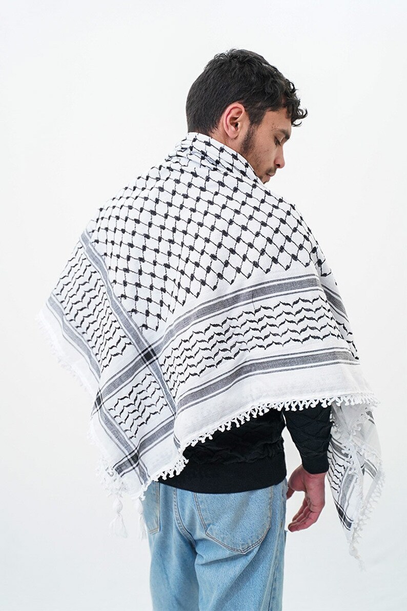 Original Al-Bulbul Kufiya Keffiyeh Handmade by Palestinian refugees 100% of proceeds go to supporting Palestinian businesses image 3