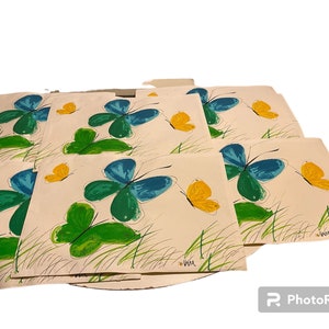 Rare 6 Vera Neumann placemats, Six cloth double thickness placemats,  Vera Butterfly placemats, Vera Ladybug, 70&#39;s placemats, 13&quot; x 19&quot;