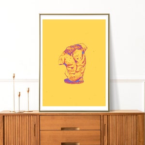 Cartel de Gaddi Torso Sketch, Mostaza, Escultura griega, Obra maestra, Renacimiento, Decoración del hogar, Obra gráfica, Ilustración fina, Cultura