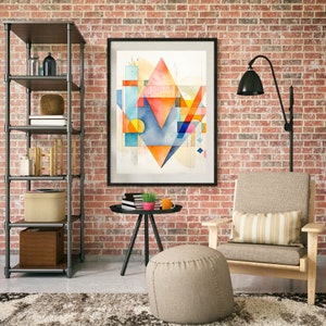 Geometric Wall Art Downloadable Print Watercolor Geometry Pastel Wall Art Elegant Wall Print Chic Home Art
