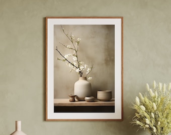 Still Life Harmony - Japanese Zen Artwork Digital Print Japandi Home Decor Downloadable Home Decor Print Japandi Wall Art Wabi Sabi Print