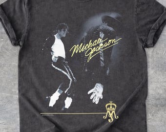 Michael Jackson Shirt, King Of Pop Graphic Tee, Vintage Music T-Shirt, Gildan Black Shirt, Comfort Colors Pepper, Adult Youth Music Gift