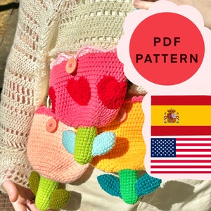 CROCHET FLOWER Bag pattern PDF | Tulip bag | Amigurumi Bag | Diy handbag | Handmade Crossbody Bag | Crochet Project | gift