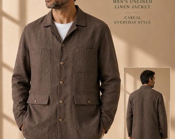 Men's Linen Jacket, Unlined Lightweight Summer Blazer, Breathable Handmade Linen Coat, Casual Sport Jacket, Gift for Him, Groomsmen