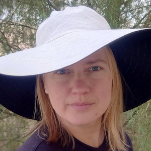Sonnenhut. Hut mit breiter Krempe. Leinen Hut. Frauenhut. Schwarzer Frauenhut. Fischerhut. Wendemütze.