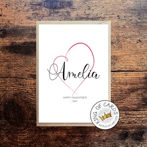 Benutzerdefinierte Name Valentinstag Karte - Elegantes, edles Design - Personalisieren Sie mit jedem Namen - 13,5 x 18,5 cm - Versandkostenfrei
