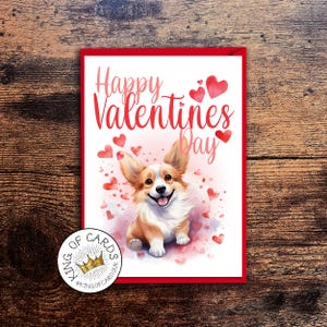 Carte de Saint-Valentin chien corgi - cartes pour les amateurs de corgi - coeurs d'amour et corgis - cartes de voeux - 5 x 7 pouces - frais de port gratuit au Royaume-Uni