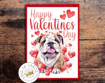 English Bulldog Valentine's Day Card – Puppy Love Greetings