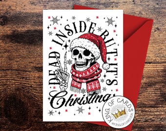 Funny Gothic Skeleton Christmas Card | Alt Festive Xmas Greetings