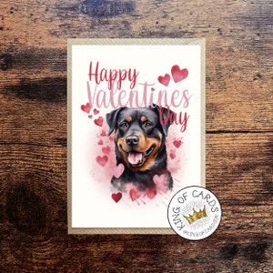 Carte de Saint-Valentin Rottweiler - Propriétaire d'animal de compagnie Rottie - Carte de voeux pour chiens - 15 x 7 pouces - Frais de port gratuit au Royaume-Uni