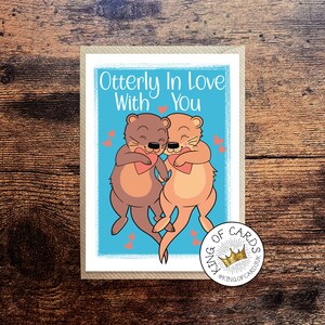 Otter Valentinstag Karte - Otterly Verliebt In Dich - Otter Händchenhalten Grußkarte - 13 x 18 cm - Versandkostenfrei