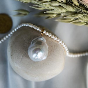 Rare Baroque Pearl Pendant Necklace, AAA+ Natural White Freshwater Pearl, One-of-a-kind Handmade Minimalist Necklace, Bridal Wedding Gift