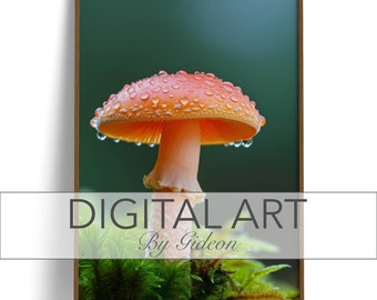 Beautiful russula fungus macro photo. Brighten up your bedroom, dining or living area or office with this printable wall art.