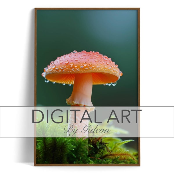 Beautiful russula fungus macro photo. Brighten up your bedroom, dining or living area or office with this printable wall art.