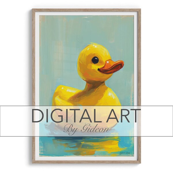 A poster style painting of a rubber duckie. An ideal present gift for a child to liven up their room and build happy memories