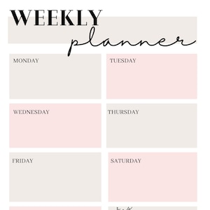 Customizable Weekly Calendar: Printable PDF Planner (Digital Download)