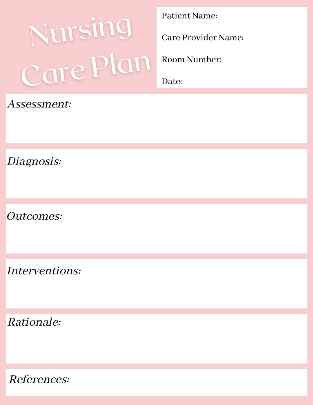 Nursing Care Plan - Etsy