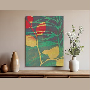 Statement Piece Kunst Abstrakte Botanische Wandkunst für die Galerie Wandbehang, Kunstwerk im zeitgenössischen Stil für Naturliebhaber