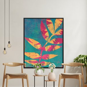 Abstraktes Blatt druckbare Wandkunst Trending-Galeriewand Wohnzimmer Natur inspirierte Grafik-Geschenk-Ideen, moderner botanischer heller Wandakzent