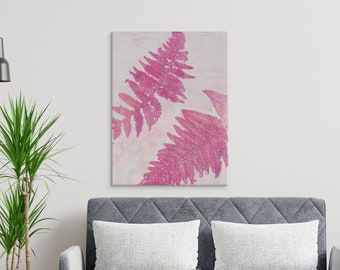 Botanical Printable Wall Art, Pink Fern Leaf, Nature-Inspired Home Decor, Modern Abstract Plant Illustration, Unique Wall Hanging