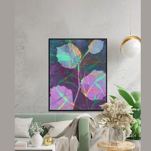 Abstrakter digitaler Download Wand-Kunstdruck, bunte Blatt-Kunst, modernes Hauptdekor, Boho Natur botanische einzigartige Bürodekoration