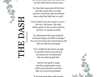 The Dash Poem Signed by Author Duplicate (8.5" x 11" Print Download)